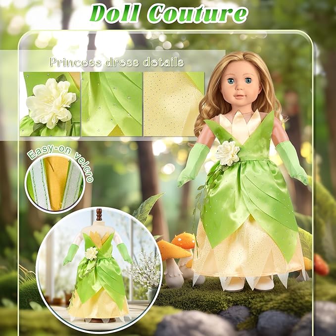 18 Inch Doll Clothes and Accessories 5-Piece Princess Dress Up Set - Complete Outfits for 18 Inch Dolls - Perfect for Dress Up Play & Birthday Gifts (No Doll)