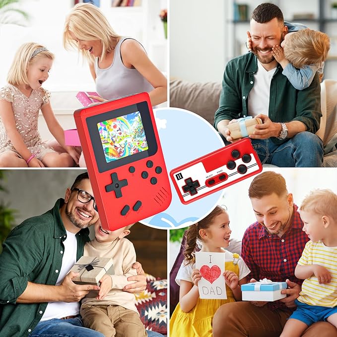 Retro Handheld Games Console Built-in 400 Video Games, Portable Handheld Emulator with 3.0" HD Screen and Rechargeable Battery, Support Connection to TV and 2 Players, Gifts for Boys and Girls (Red)