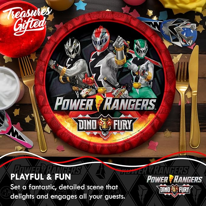 Treasures Gifted Officially Licensed Power Rangers Party Supplies - Pack of 48 Napkins - Power Rangers Birthday Decorations - 6.5in x 6.5in Paper Napkins