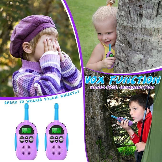 Walkie Talkies for Kids Adult, 2 Pack Rechargeable Kids Walkies Talkies, 3km Long Range, 22 Channels, Indoor Outdoor Toys for Camping, Hiking, Family Games, Toys for Boys Girls Ages 3-12
