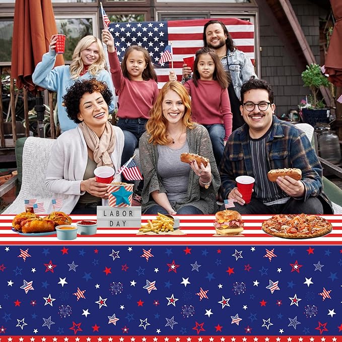 4 Pack Patriotic Tablecloth 4th of July Tablecloth Patriotic Decorations American Flag Party Table Cloth Patriotic Themed Party Supplies Memorial Party Decorations 86 x 51 in