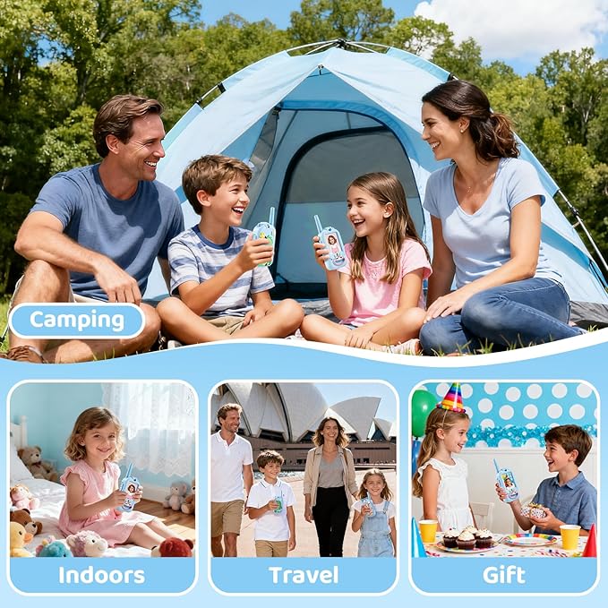 Video Walkie Talkies for Kids 2 Pack Rechargeable Kids Video Walkie Talkies Gift Box Set with Silicone Case, Walkie Talkies for Indoor Outdoor Play Birthday for Boys Girls Ages 3–12