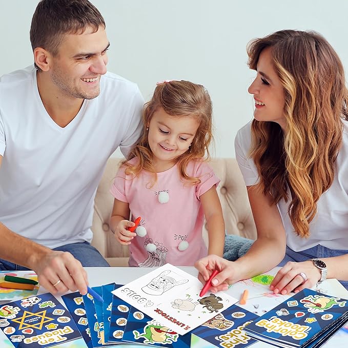 X1zuue 48Pcs Passover Coloring Books for Kids Bulk Ten Plagues Mini Coloring Booklet Pesach Jewish Holiday DIY Educational Art Drawing Book with for Jewish Pesach Seder Party Favors Goodie Bag Filler