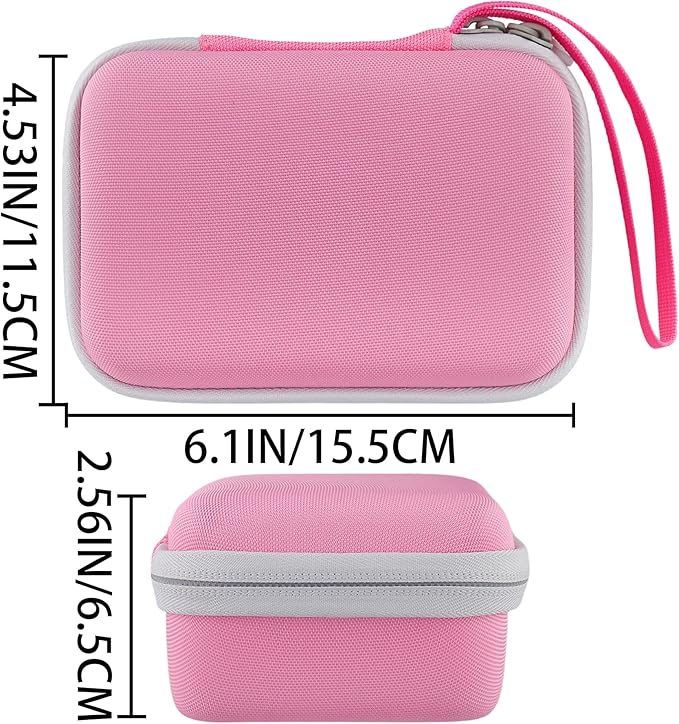 co2CREA Hard Case Compatible with Yoto Mini 2024 Edition Kids Audio Music Player Children Speaker Plays Audiobook Cards Radio and Card Case Hold up to Yoto 36 Cards, Pink Case + White Zipper