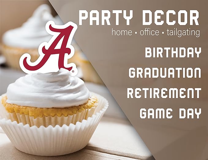 University of Alabama Cupcake Topper Party Supplies for Football, Birthday, Graduation Party Decorations (24 Pieces) Roll Tide (Alabama Crimson Tide)