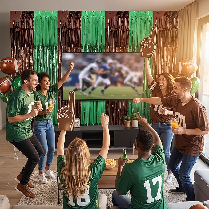 OHOME Football Party Decorations for Super Game Bowl 2026-2 Pack Green Brown Streamers Banner |Football Party Favors Supplies Decor Indoor Outdoor - Game Day Birthday Backdrop for Wall Home,10 FT