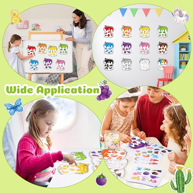Kosiz 36 Set Color Sorting Stickers Craft Toddlers, Paper Colors Posters Toys for Classroom Wall Bulletin Board Cutouts Early Educational Learning for Kids Preschool Kindergarten Decorations Supplies