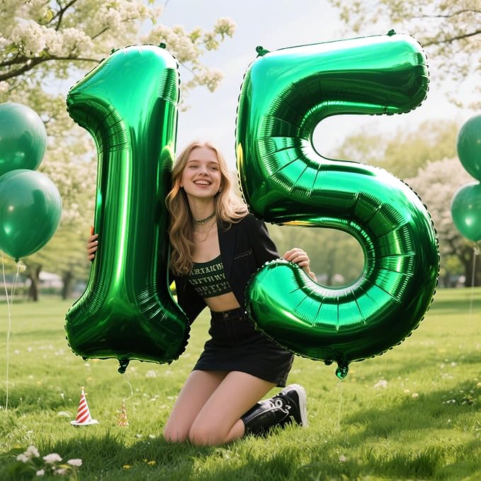 40 Inch Balloon 5 Number Balloons,Giant Number 5 Balloons Foil Mylar Helium Green Number Balloons for 15th 25th 35th 50th Birthday Party Supplies Anniversary Event Celebration Decorations