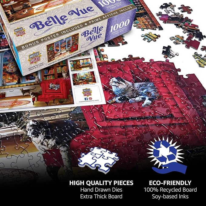 MasterPieces - 1000 Piece Jigsaw Puzzle, Vintage Vinyl Records, Fun for Adults, Family, Kids, Non-Glare Finish, 19.25" x 26.75"
