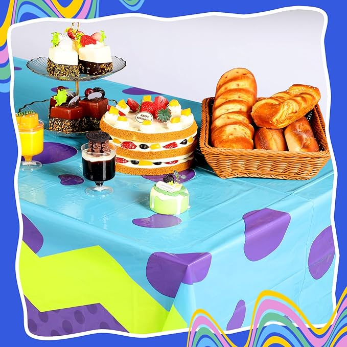 Oudain 3 Sheets Monster Dot Birthday Party Supplies Monster Tablecloth 54 x 108 Inch Plastic Table Covers for Birthday Party Decorations
