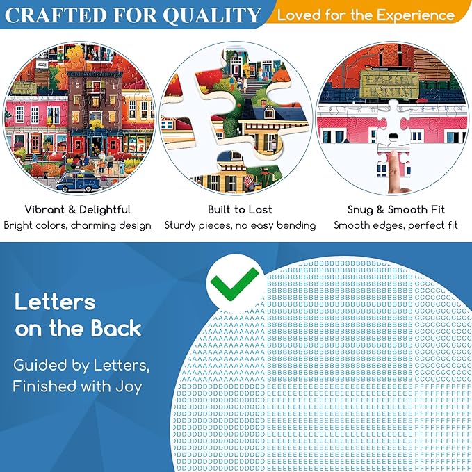 500 Piece Puzzle for Adults | Town in Autumn Street Puzzle | Recycled Cardboard Fall City Landscape Jigsaw Puzzle 500 Pieces | Challenging Game Home Decor Birthday Party Gift for Adults Seniors