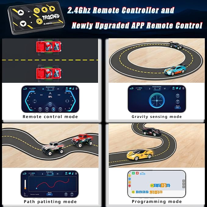 1:64 Red RC Cars for Kids Toys, 2.4Ghz Remote and APP Control, Mini Alloy Truck Car with Cool Light and USB-C Recharging, Speed Adjustable Steering Easy to Operate, Gift for Children, Boys, Girls