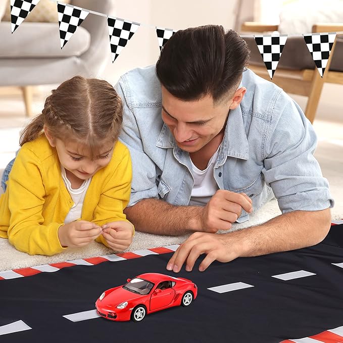 10 Feet Race Car Party Supplies, Racetrack Floor Runner Decorations, Long Racetrack Floor Running Mat Race Car Table Cloths for Racing Birthday Party Games Sport Event Festivals Decorations