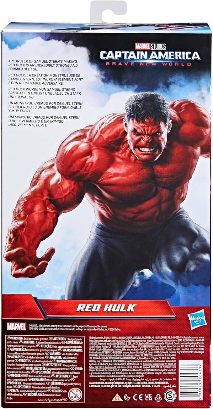 Marvel Studios Captain America Brave New World, Titan Hero Series, 12-Inch Deluxe Red Hulk Action Figure, Super Hero Toys for Kids 4 and Up