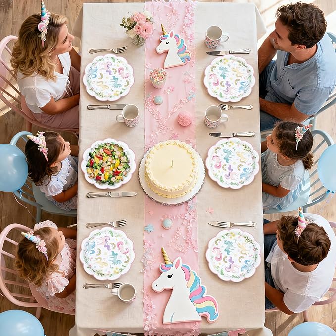 50Pcs Magical Pastel Unicorn Birthday Paper Plates 9 Inch Heavy Duty Pastel Rainbow Disposable Dessert Plates Pink Unicorn Party Decorations for Girls' Birthday Baby Shower Party Supplies