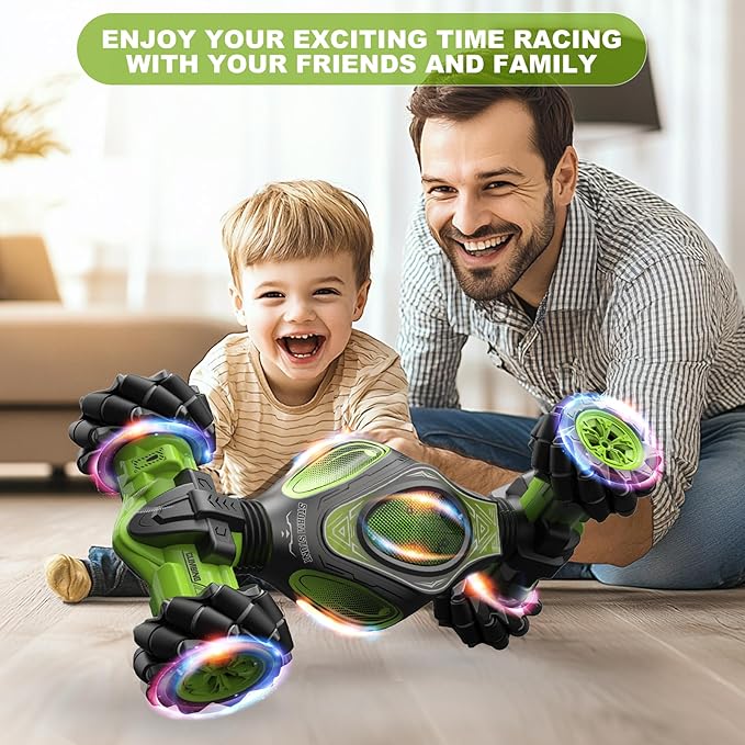 1:12 Scale Gesture Sensing RC Stunt Car for Boys 6-12, 4WD Remote Control Toy with Lights Sound, Best Birthday Gift for Kids, 2.4Ghz Hand Control Drift Cool Birthday Presents
