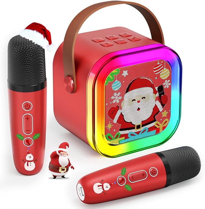 Mini Karaoke Machine for Kids Girls & Boys - Portable Bluetooth Speaker with 2 Wireless Microphones - Kids Birthday for Ages 4-10 Years Old- Christmas Limited Edition