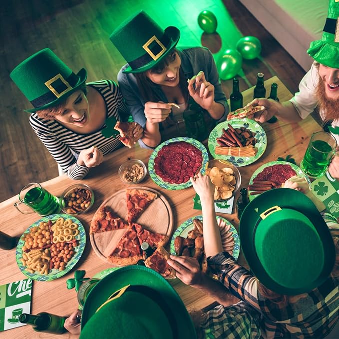 180PCS St. Patrick's Day Party Supplies - Shamrock Paper Plates & Napkins Kit for Happy St. Patrick's Day Decorations, Includes Dinner & Dessert Plates