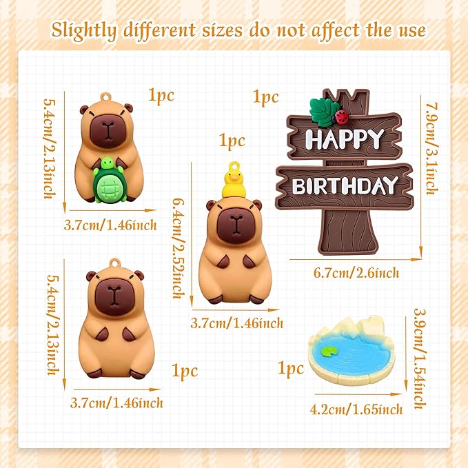 Capybara Cake Topper Capybara Birthday Decorations Cute Animal Capy Birthday Party Supplies Fqavors Mini Blowfish Figures Cake Decoration Baby Shower Decor