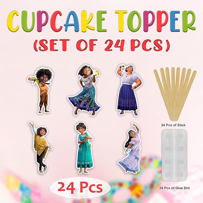 "Encato Cupcake Topper – Magical Birthday Cake Decoration – Colorful Cartoon-Themed Party Cupcake Picks – Perfect Birthday Party Supplies for Girls & Boys, Family Celebration, and Special Events"