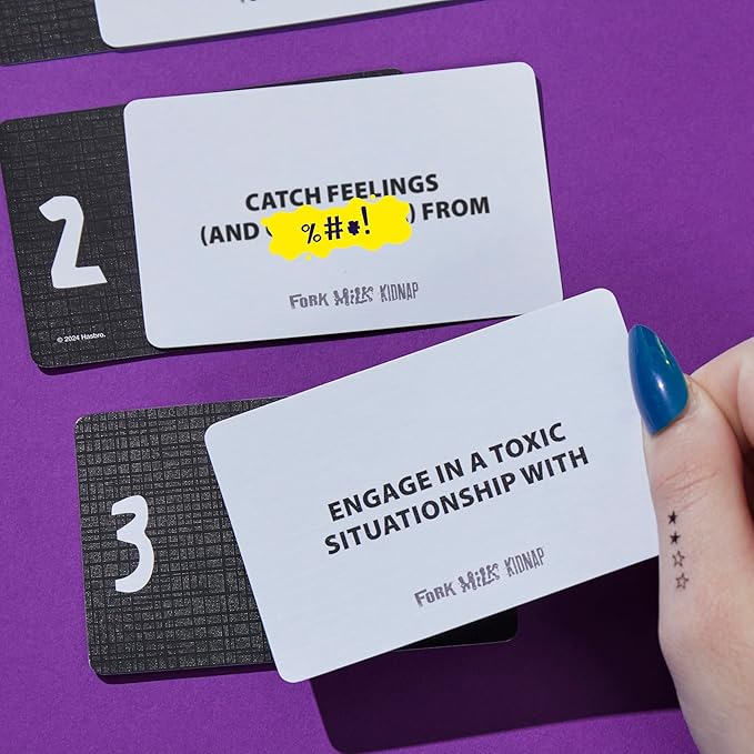 Hasbro Gaming Fork Milk Kidnap Game for Adults Only, an Adult Party Game of Questionable Choices, Ages 17+, for 3 to 10 Players, Hilarious NSFW Card Games