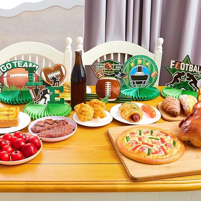 12 Pieces Football Party Decorations Football Table Centerpiece Silhouette Honeycomb Party Centerpiece for Sports Theme Supplies