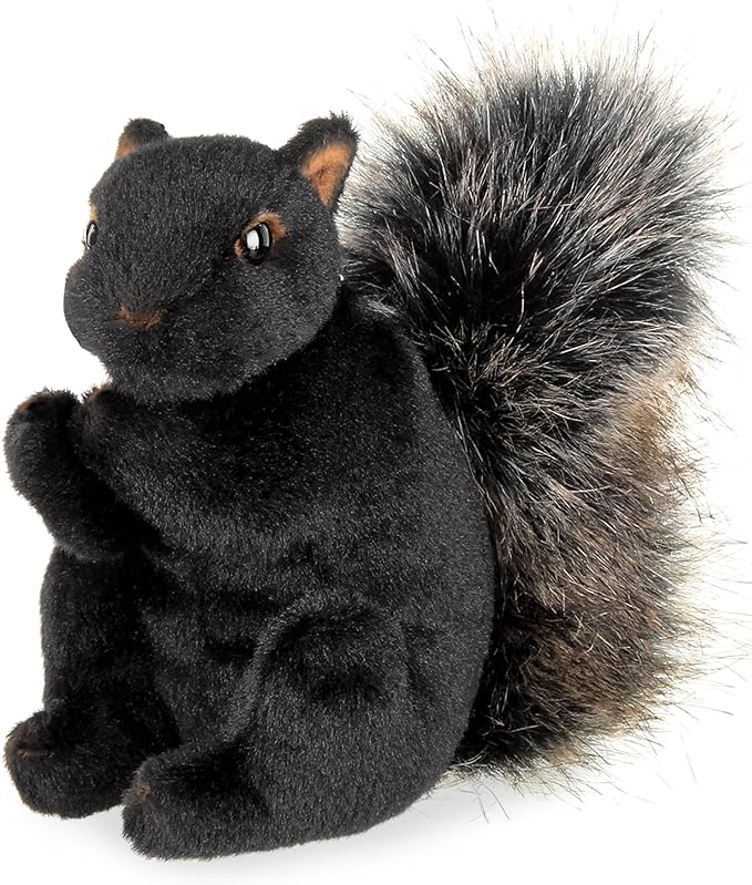 Bearington Acorn Black Plush Squirrel Stuffed Animal - 7" Realistic Soft Squirrel Toy for Kids - Cuddly, Adorable Woodland Creature Gift for Stuffed Squirrels Lovers and Collectors