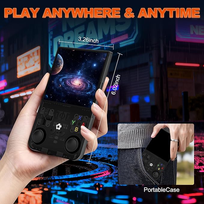 R36MAX Retro Handheld Game Console, 4.0 Inch IPS Screen, 64G TF Card, 4000mAh Battery, Plug and Play Portable Retro Gaming Console, Built-in 18,000+ Classic Game & 30+ Emulators - Black