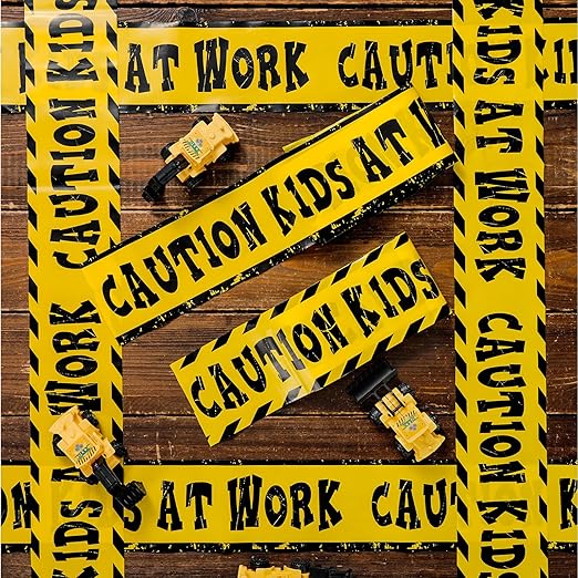 Nuanchu 2 Rolls 3'' x 98 Feet Kids at Work Construction Party Tape Decorations Caution Construction Birthday Party Supplies Favors for Kids Classroom Room Decor(No Stickiness)