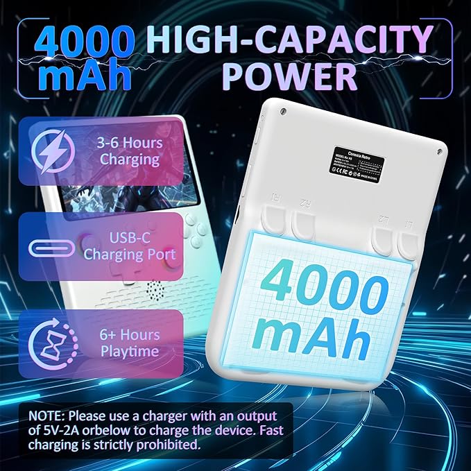 H5 Retro Gaming Console, 5.0 Inch IPS HD Screen Handheld Game Console, Portable Video Arcade Build-in 40000+ Classic Games, 256GB TF Card Support 34+ Emulators with 4000mAh Battery, White