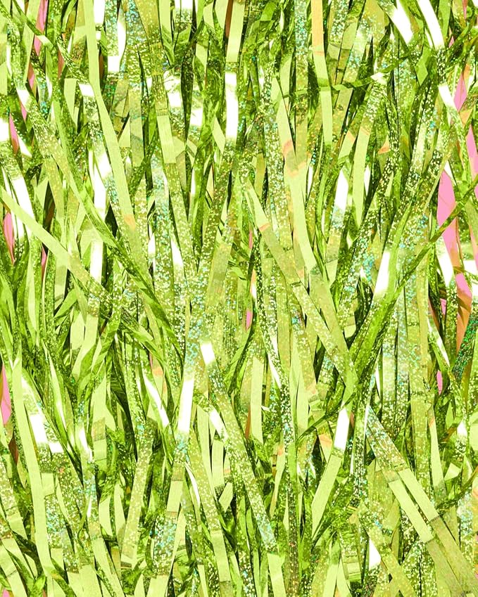 xo, Fetti Party Decorations Lime Green Foil Curtain - Set of 2 | Bachelorette Party Supplies, Birthday Photo Booth, Margartia Bach Decor, Bridal Shower Backdrop