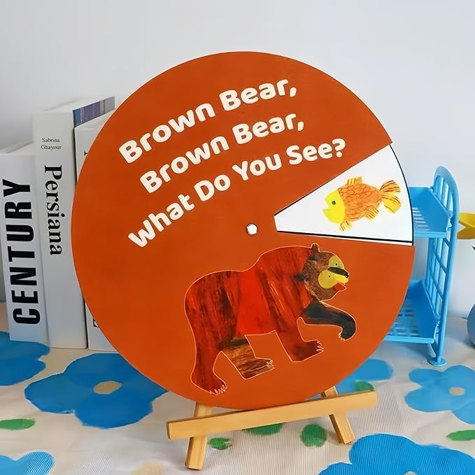 Brown Bear Felt Story Wheel Toy – Montessori Preschool Learning Board for Kids, Interactive Storytelling & Animal Recognition Toy for Early Education, Parent-Child Activities & Classroom Circle Time