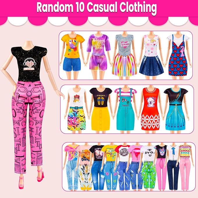 137 Pcs Doll Closet Playset Clothes and Accessories for 11.5 Inch Dolls, Included Princess Dresses,Fashion Dresses,Casual Clothing,Swimsuits,Bags,Shoes,Doll Dress up Toys for Girls Kids Toddlers Gifts