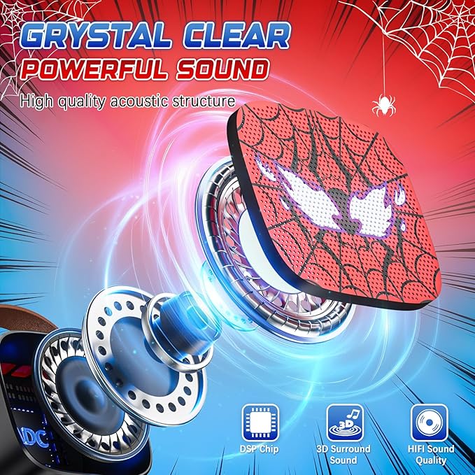 Spider Mini Karaoke Machine for Kids - TOP Karaoke Toys for 3 4 5 6 7 8 9 10 11 12+ Year Old Boys Girls, Portable Bluetooth Speaker with 2 Wireless Microphones, Kids Christmas Birthday Party Gifts(BK)