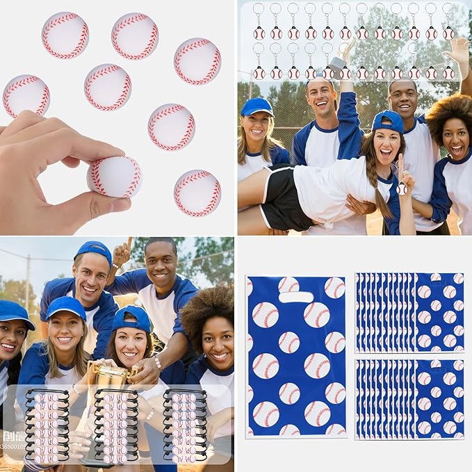 Kolewo4ever 294 Pieces Baseball Party Supplies Baseball Themed Birthday Gift Goodie Bags for Sports Party Supplies