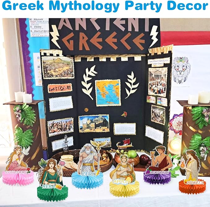Greek Mythology Honeycomb Centerpieces Table Decorations, 15pcs Olympian Gods Honeycomb Centerpieces, Htabiol Greek Mythology Decor, Greek Gods Party Decorations, Suit for Ancient Greece Party