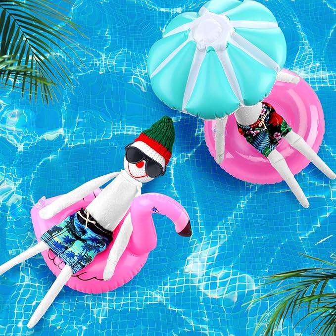 2 Pack Christmas Doll Accessories Beach Doll Clothes Miniature Beach Prop Set Include Chair Swim Ring Sunglasses for Christmas Decoration Accessories