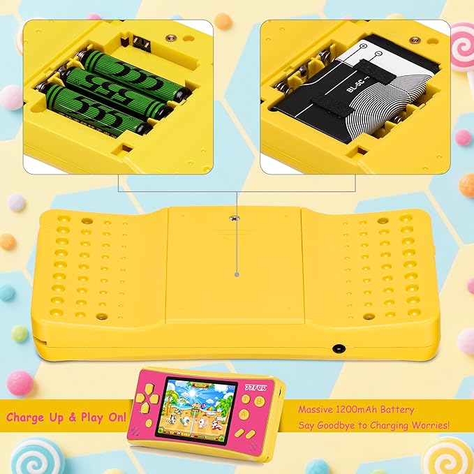 JJFUN Portable Game Console for Kids – 3.2" Screen, 168 Built-in Classic Games, Plug & Play on TV, Rechargeable, Ideal Gift for Boys & Girls, Great for Travel, Holidays & Birthdays