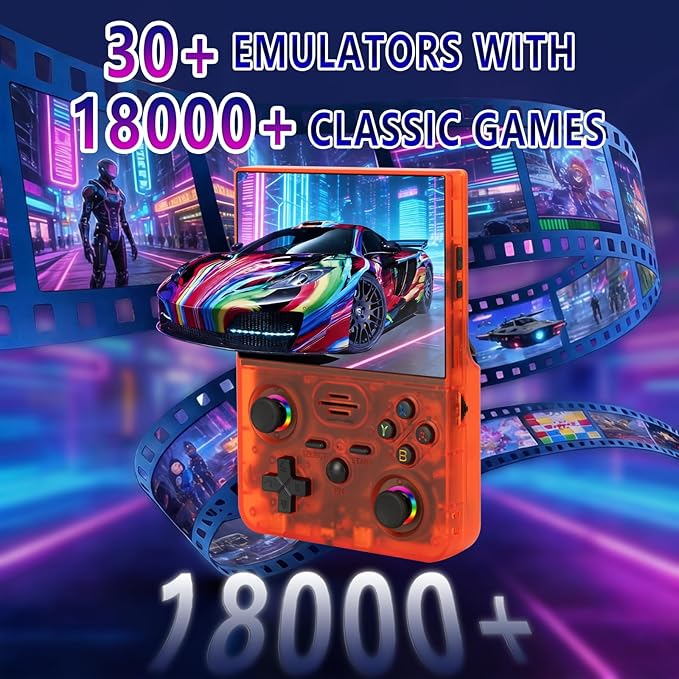 2026 NEW Upgrade RF45V Retro Handheld Game Console - 4.5 Inch Ultra-Large Screen,Support 18000+Classic Games,64G TF Card,4000mAh Battery,Linux System,Birthday Gift for Adult or Friends - Red