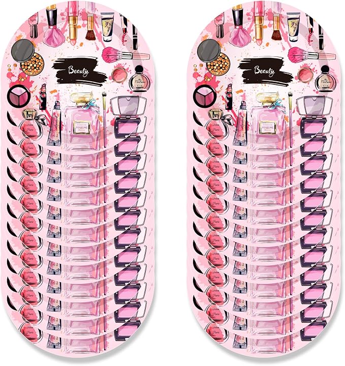 Lide Road Makeup Theme Party Supplies - 64 Pcs, Serves 24 Guests - Pink Makeup Party Plates & Napkins for Birthday & Wedding Parties