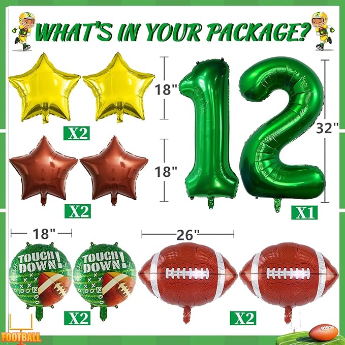 Football Balloons Set Football Birthday Party Decorations Football Touchdown Sports Theme Birthday Party Decoration, Tailgate Game Day Football Theme Supplies Birthday Party Decorations