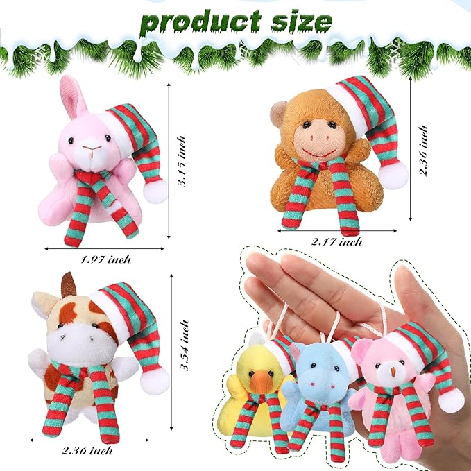 Skylety 50 Pcs Mini Stuffed Animals Bulk Cute Safari Jungle Small Plush Doll Toy Set Tiny Plush Keychain Decoration for Easter Party Favor Gift Carnival Classroom Prize(Assorted Animals,Vivid Color)