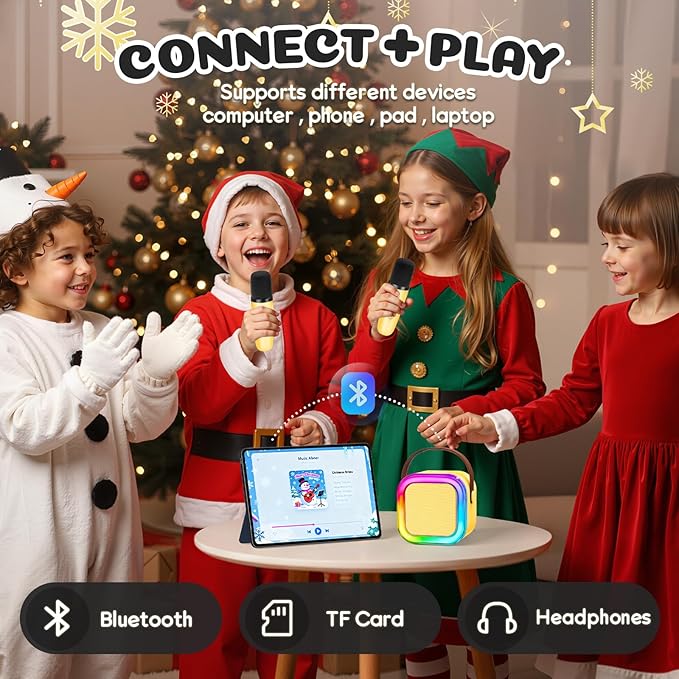 Mini Karaoke Machine for Kids, 2026 TOP Toys Birthday Gifts Ideas for Girls Ages 4, 5, 6, 7, 8, 9, 10, 12+ Years Old, Portable MP3 Player with 2 Wireless Mics for Family Home Party