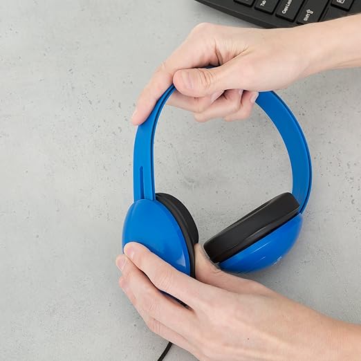 Egghead Heavy Duty Kids’ Headphone w/Tangle-Free Cord, Blue