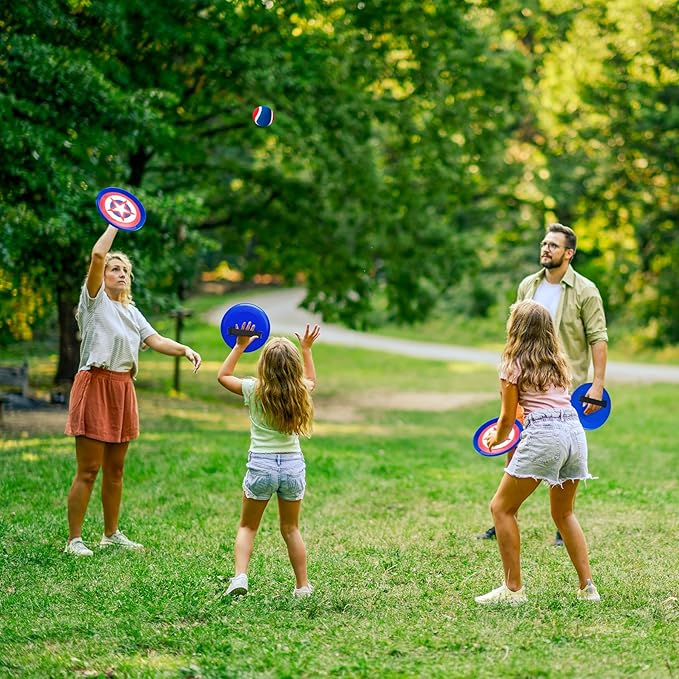 Playzap Toss and Catch Ball Set - Baseball Glove Toy Indoor Outdoor Yard Game & Beach/Pool/Sand Toy Set 2 Pack or 4 Pack - Easter Basket Stuffers for Toddlers Kids Youth Boys Girls 2-4 5-7 8-13+ Yrs