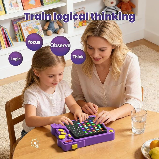 Super Decoder Game, 4-in-1 Code-Breaking Puzzle Game, Handheld Games for Kids and Adults, Birthday Gift for Boys and Girls, Travel Games for Road Trip (Purple)