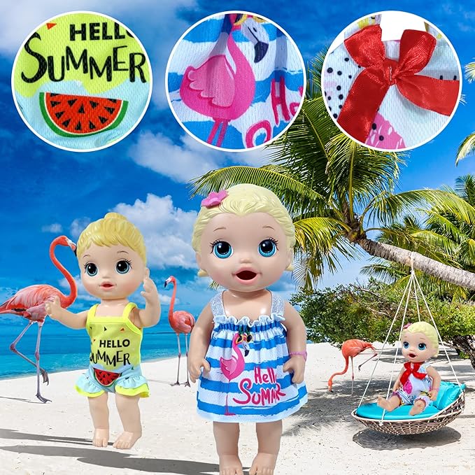 12 inch Alive Baby Doll-Clothes and Accessories - 10 Sets Clothes for 10-12 Inch Dolls, Baby Doll Clothes Dress Outfits Accessories Christmas Birthday Gift for Kids