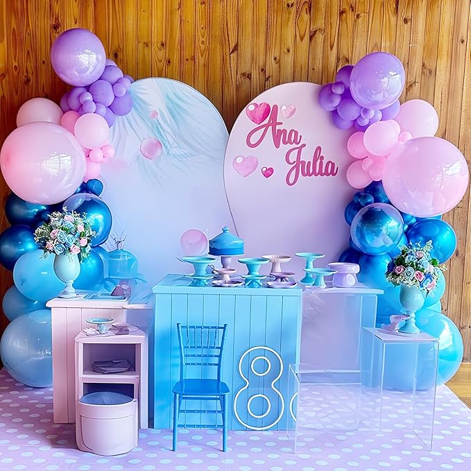 Pink and Blue Balloons 12 Inch Pastel Metallic Blue Baby Light Pink Chrome Latex Balloon Confetti Balloon for Kids Girls Hawaiian Summer Gender Reveal Wedding Birthday Baby Shower Party Decor