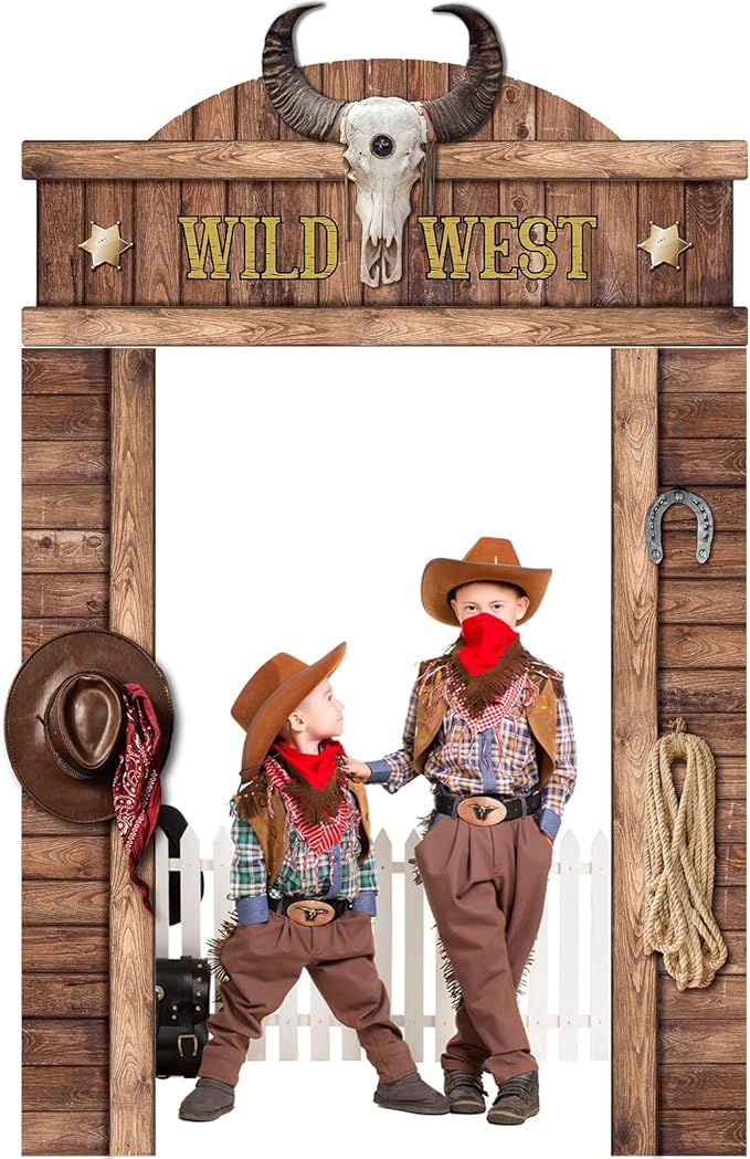 Chunnin West Cowboy Party Door Decoration Wild West Party Decoration Cowboy Door Banner Hanging Supplies Western Themed Saloon Banner for Western Rustic Bar Photo Booth Props Favor