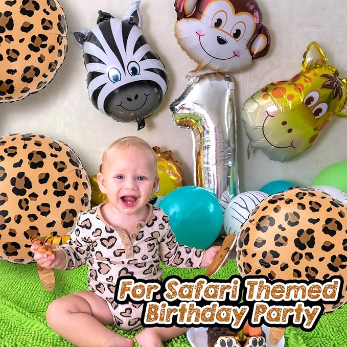 BBTO 12 Pcs 18 Inch Neon Rainbow Leopard Birthday Foil Balloons Color Cheetah Balloons Cheetah Birthday Decorations Neon Rainbow Leopard Decorations Supplies for Party (Golden Brown)